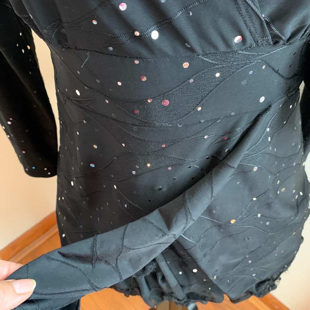 Chic Black blouse sparkles silver Accents - Picture 5 of 7